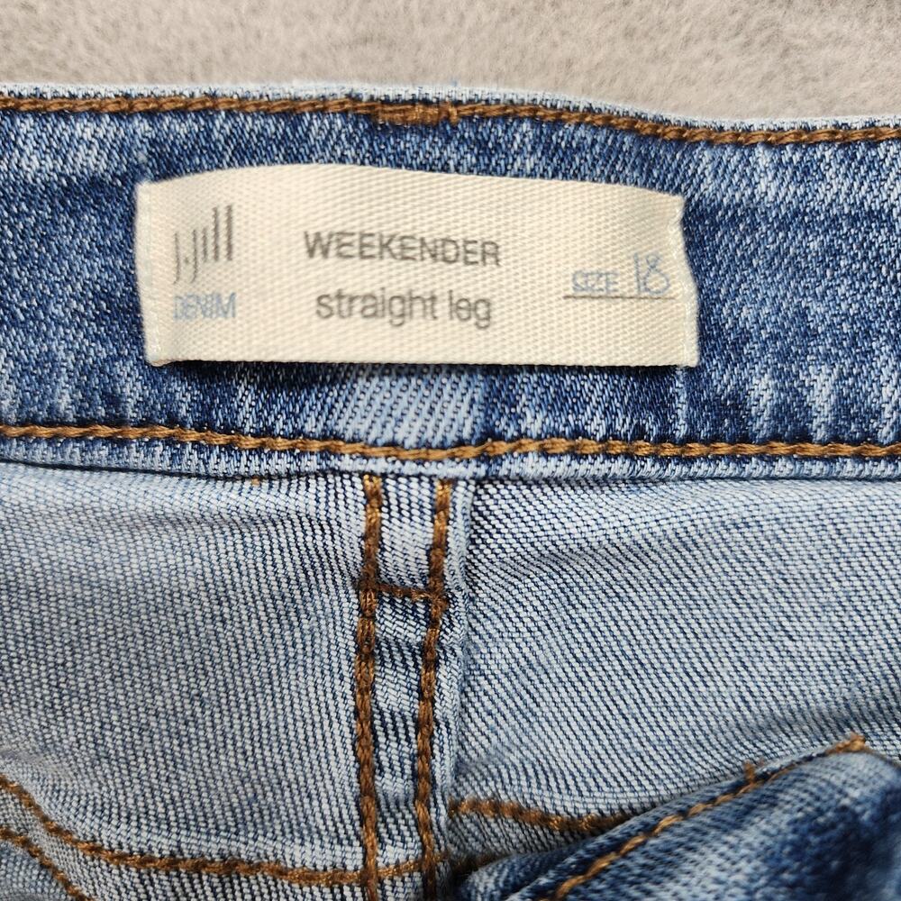 J. Jill Weekender Jeans 18 Straight Leg Denim Floral Embroidered Stretch READ - Picture 9 of 14